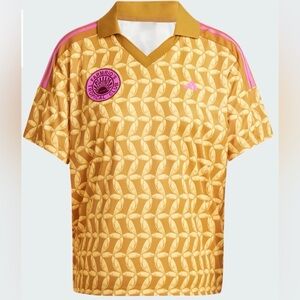 Adidas x FARM Rio Tropical Club Polo Tee Orange Pink Sportswear Shirt Medium NWT